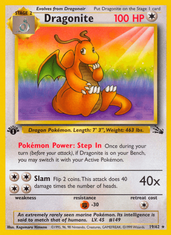 Dragonite Fossil card