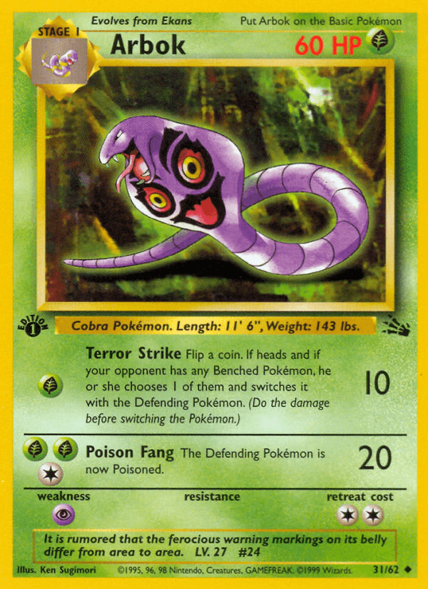 Arbok Fossil card