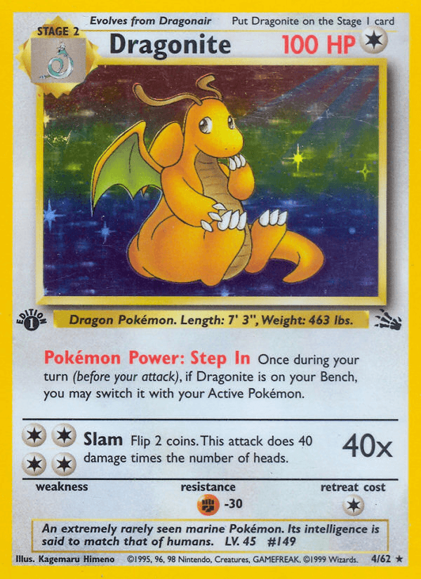 Dragonite Fossil card