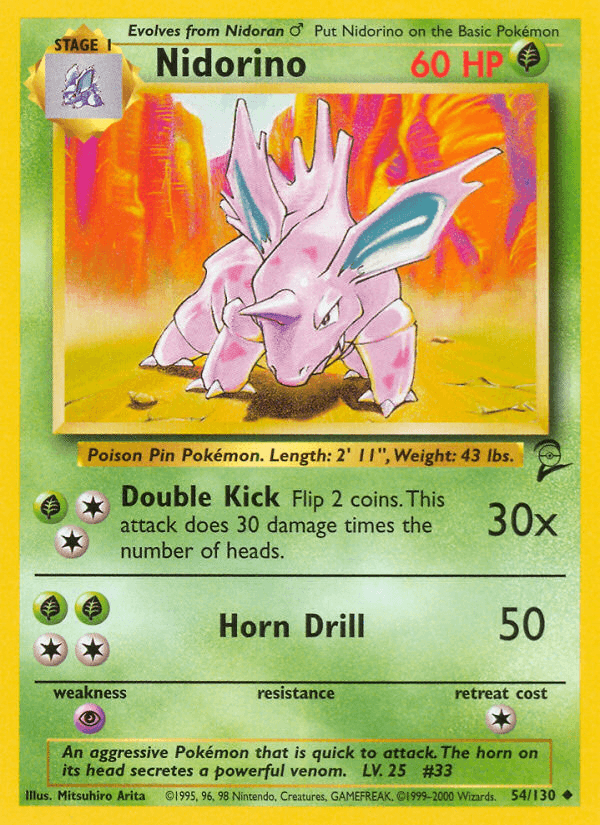 Nidorino Base Set 2 card