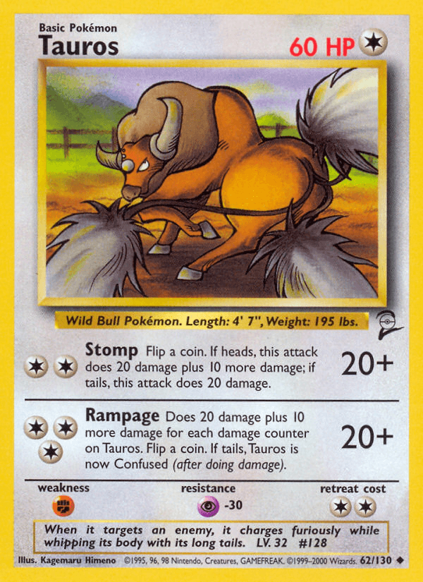 Tauros Base Set 2 card
