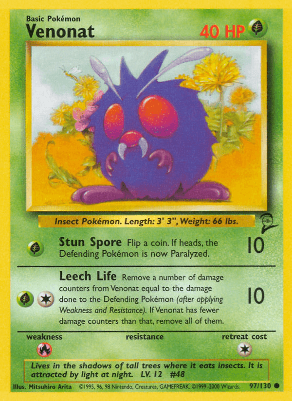 Venonat Base Set 2 card