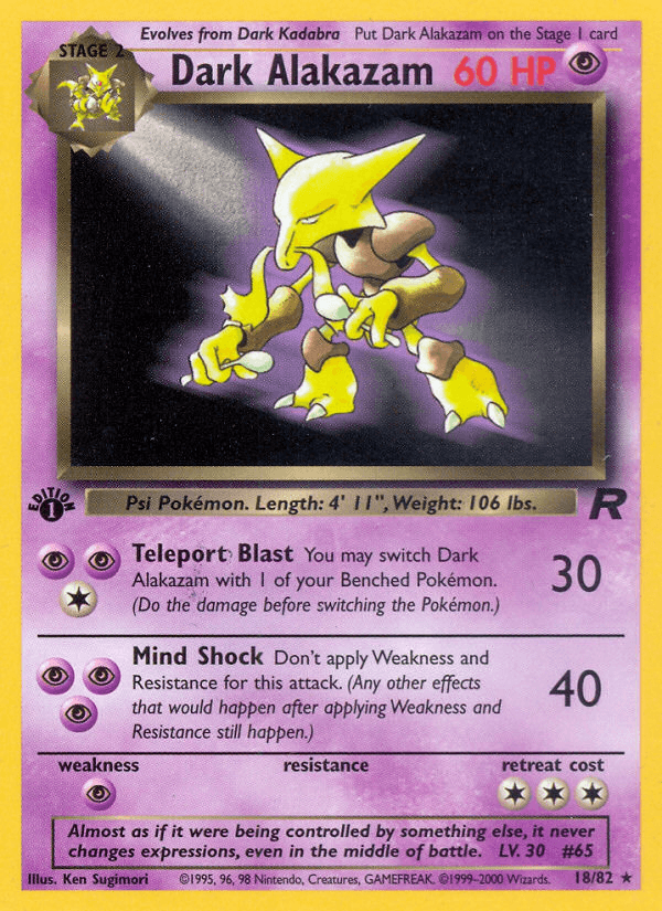 Dark Alakazam Team Rocket card