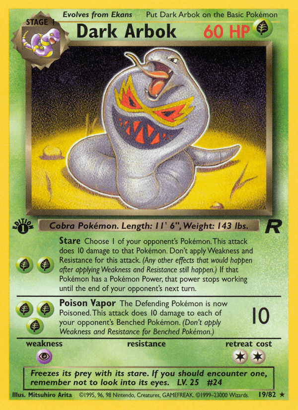 Dark Arbok Team Rocket card