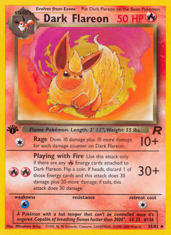 Dark Flareon Team Rocket card
