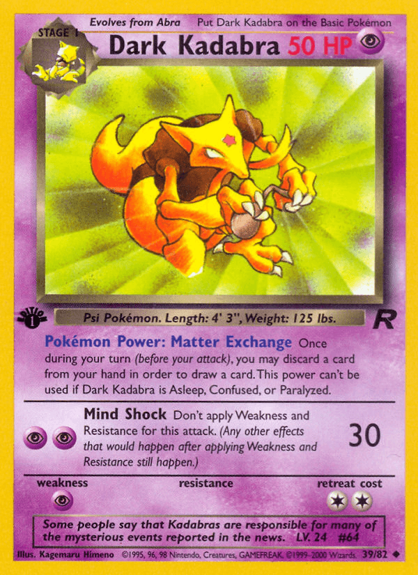 Dark Kadabra Team Rocket card