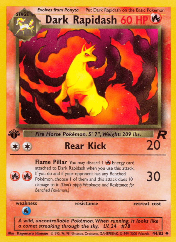 Dark Rapidash Team Rocket card