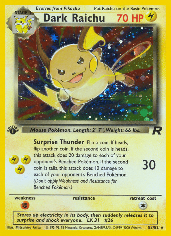 Dark Raichu Team Rocket card