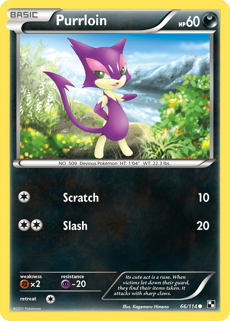 Purrloin Black & White card