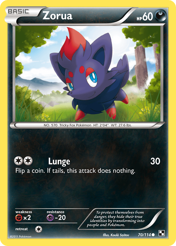 Zorua Black & White card