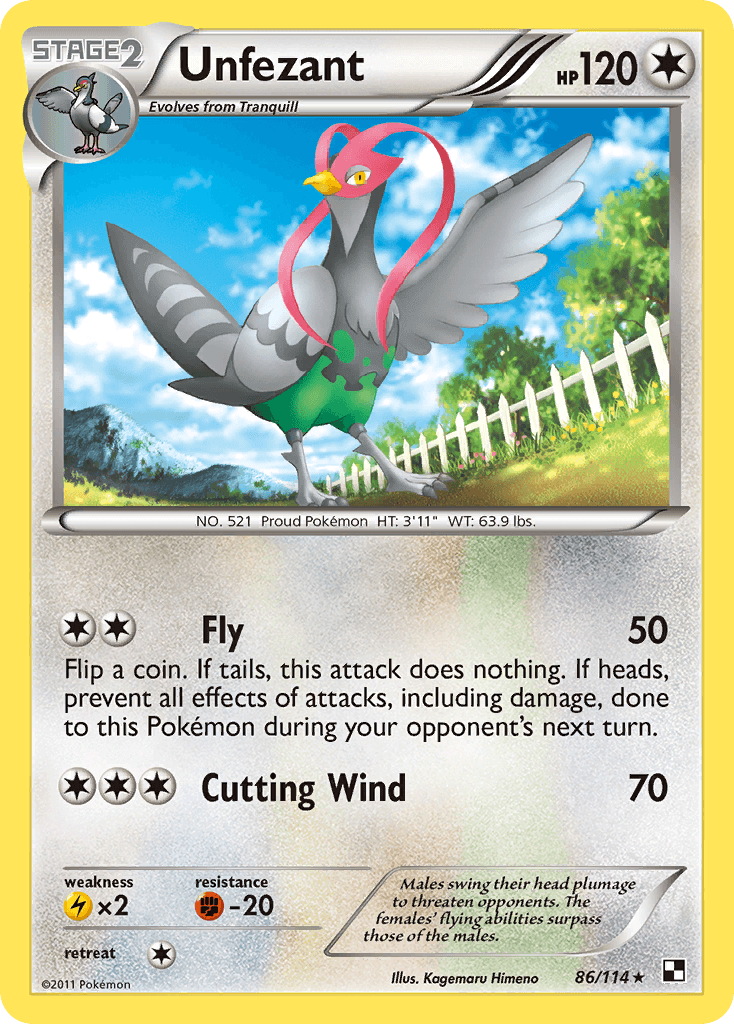 Unfezant Black & White card