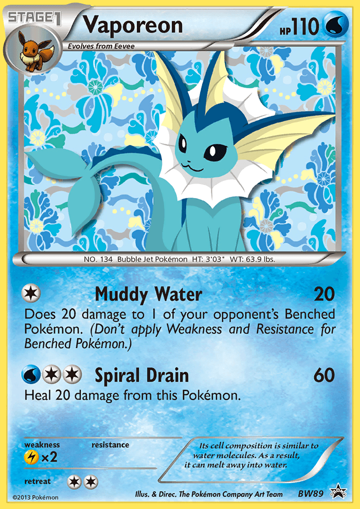 Vaporeon BW Black Star Promos card
