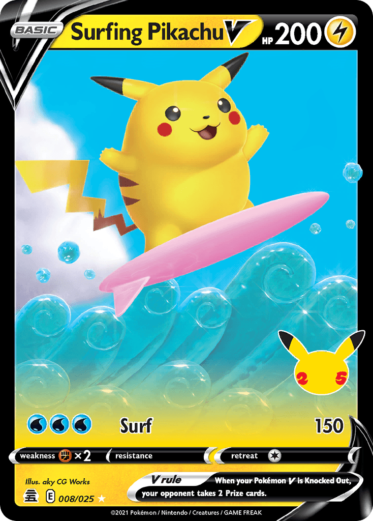 Surfing Pikachu V Celebrations card