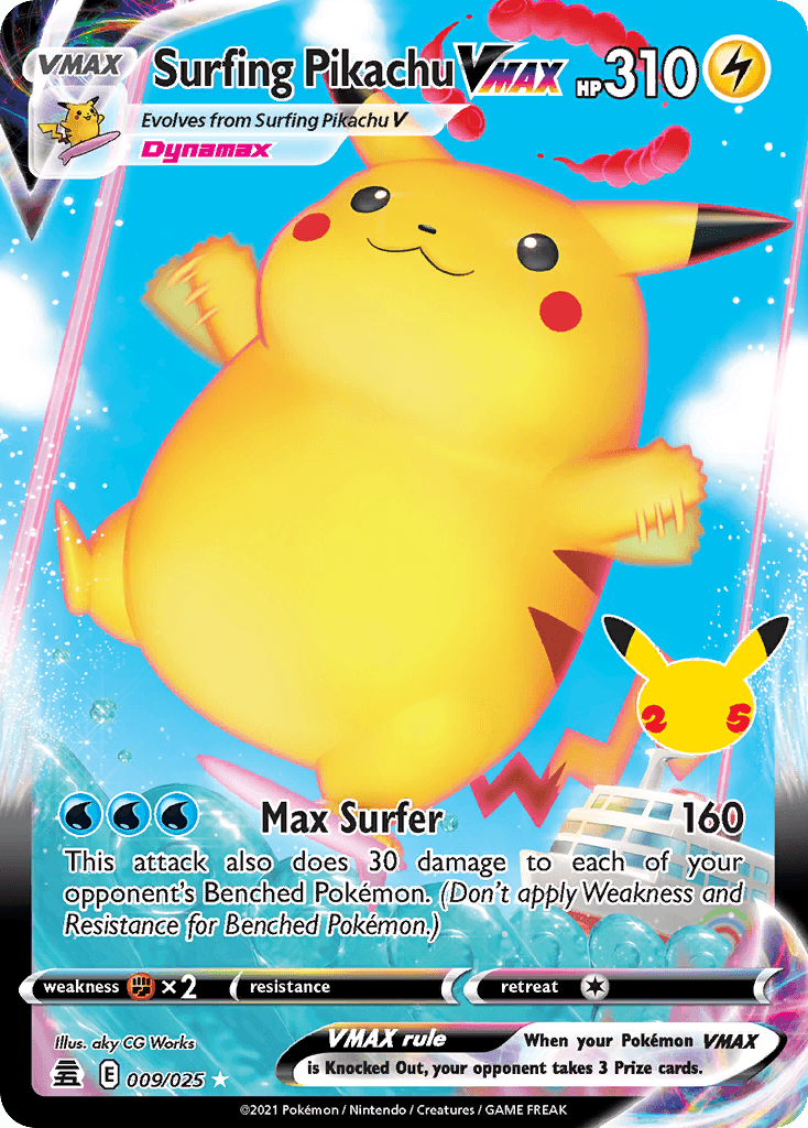 Surfing Pikachu VMAX Celebrations card