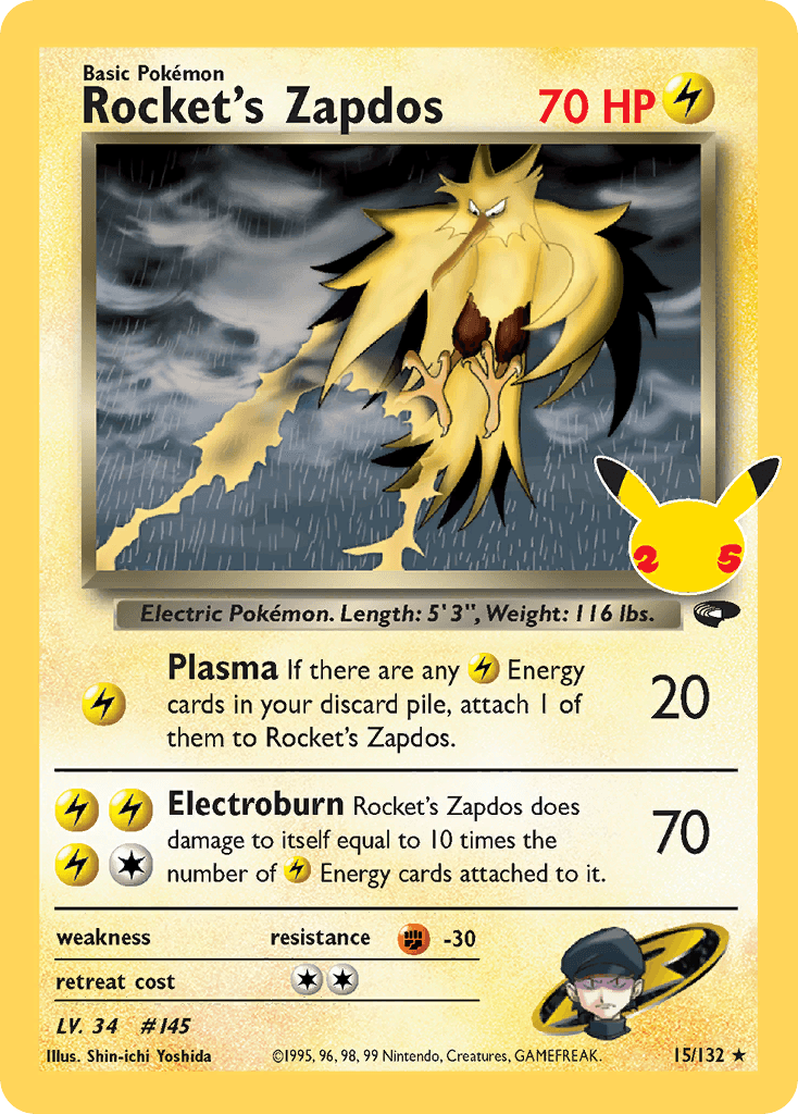 Rocket's Zapdos Celebrations: Classic Collection card
