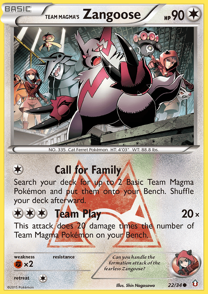 Team Magma's Zangoose Double Crisis card