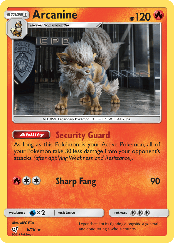 Arcanine Detective Pikachu card
