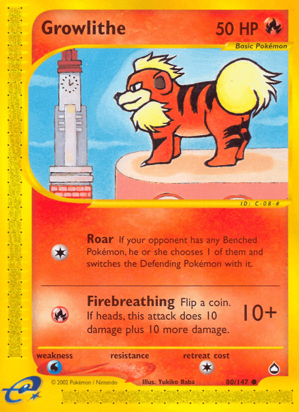 Growlithe Aquapolis card