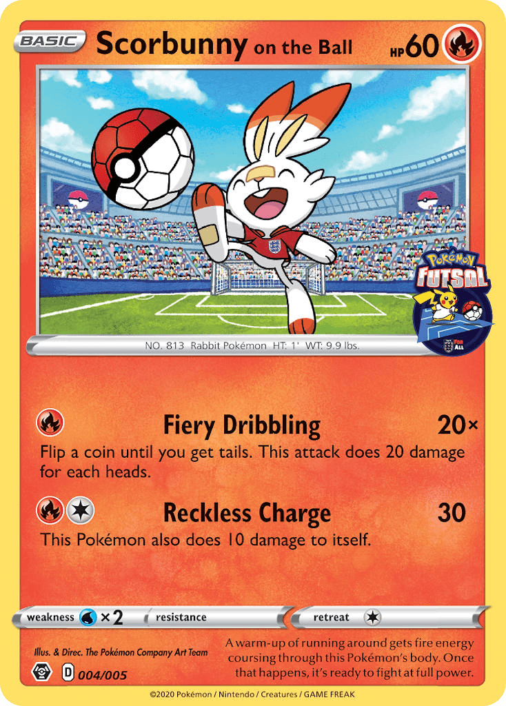 Scorbunny on the Ball Pokémon Futsal Collection card