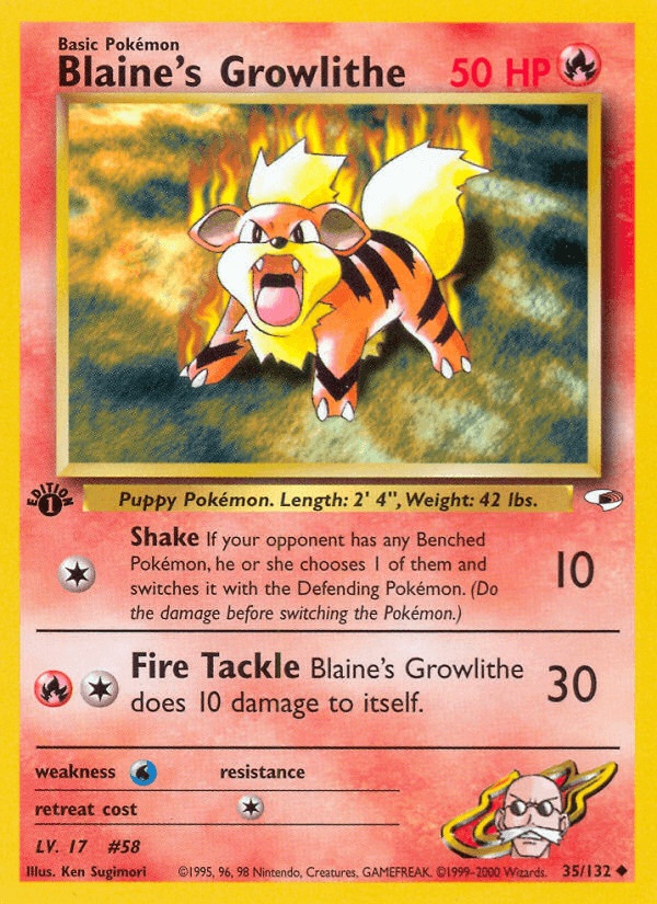 Blaine's Growlithe Gym Heroes card