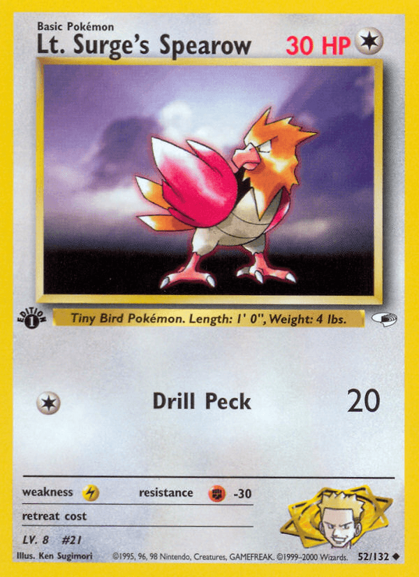 Lt. Surge's Spearow Gym Heroes card