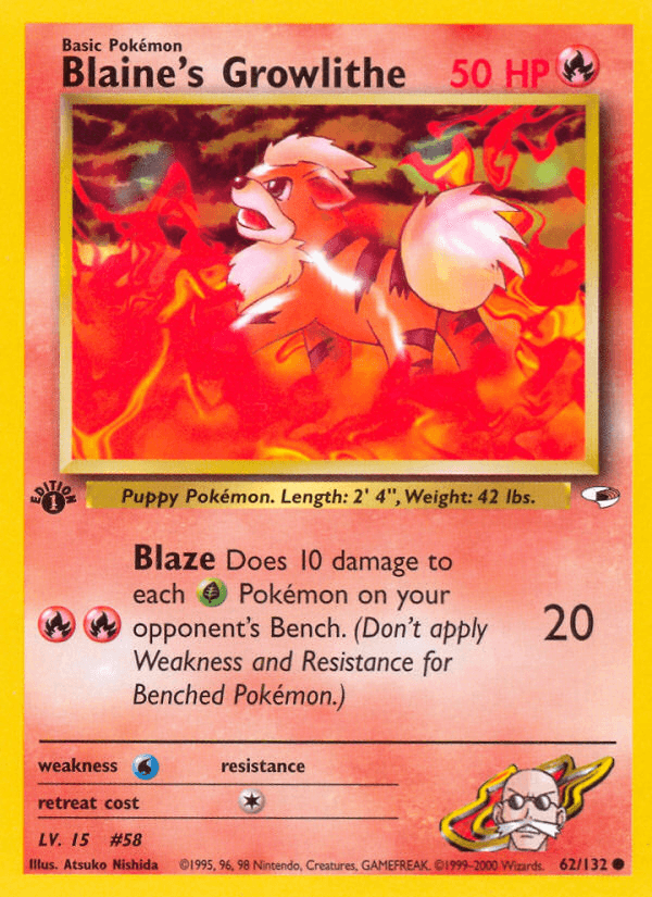Blaine's Growlithe Gym Heroes card
