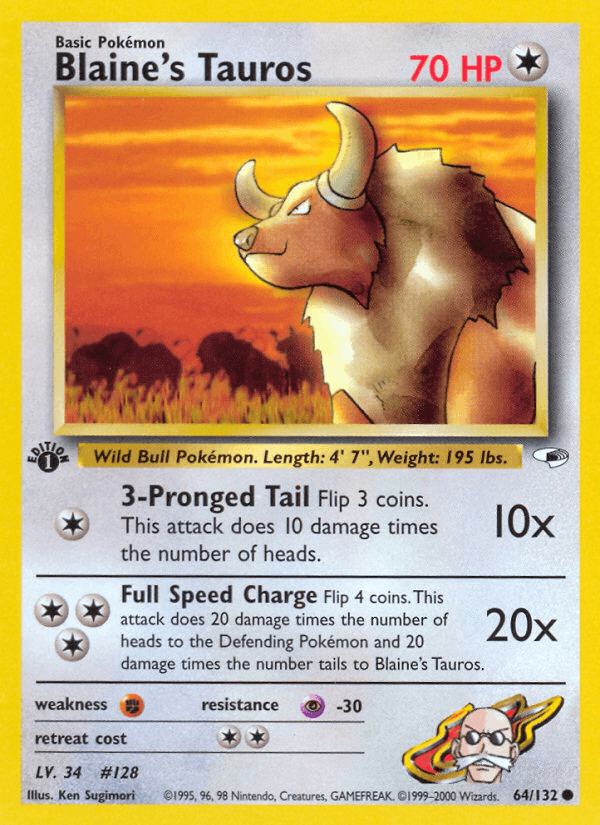 Blaine's Tauros Gym Heroes card
