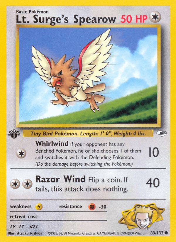Lt. Surge's Spearow Gym Heroes card