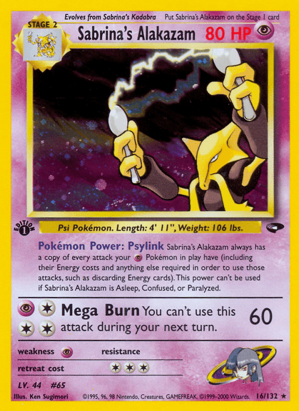 Sabrina's Alakazam Gym Challenge card