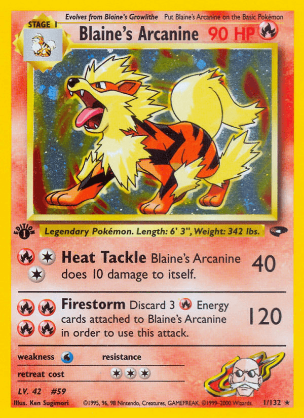 Blaine's Arcanine Gym Challenge card