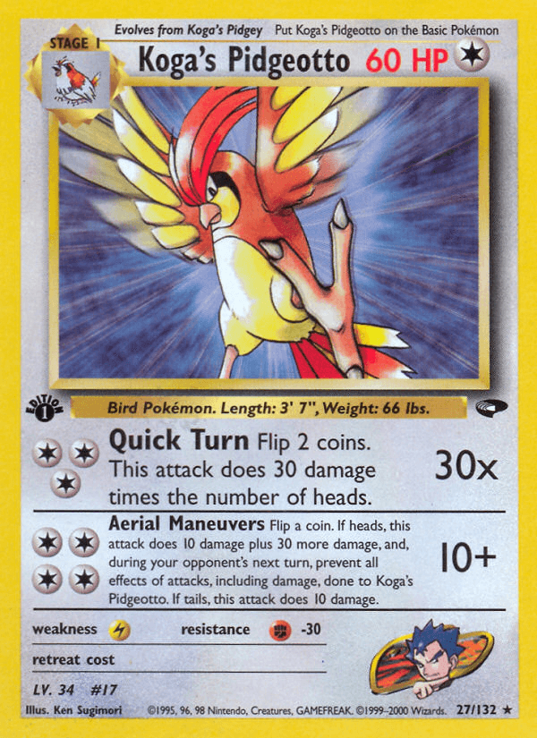 Koga's Pidgeotto Gym Challenge card