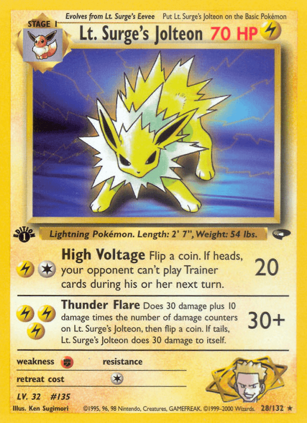 Lt. Surge's Jolteon Gym Challenge card
