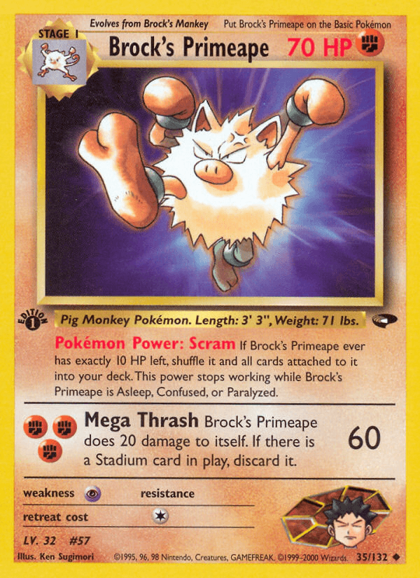 Brock's Primeape Gym Challenge card