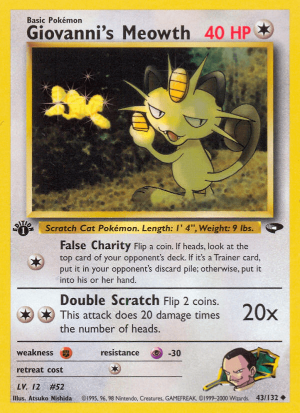 Giovanni's Meowth Gym Challenge card