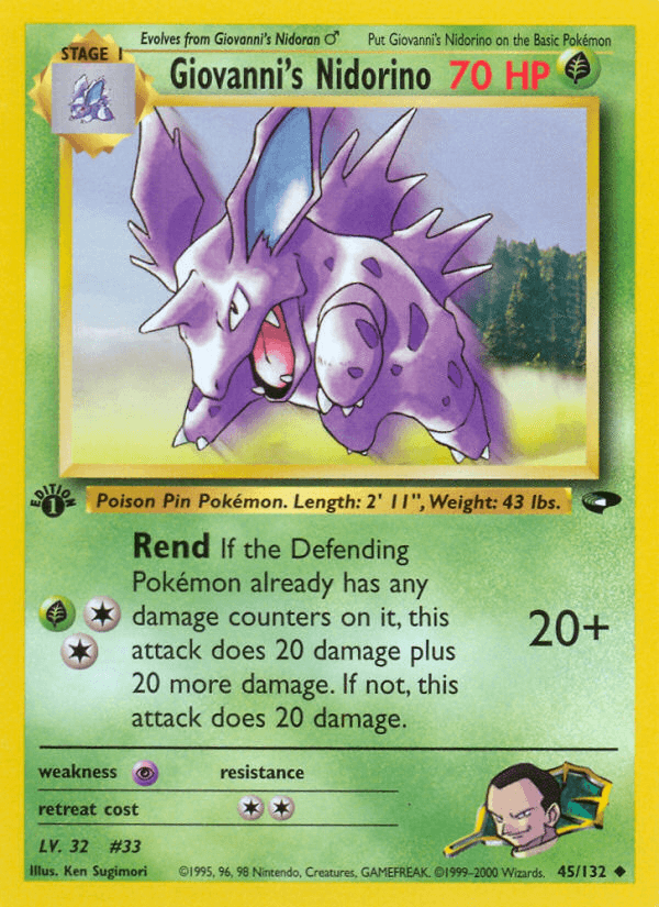Giovanni's Nidorino Gym Challenge card