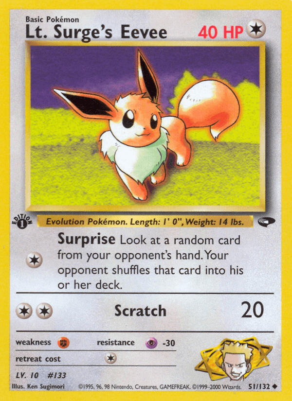 Lt. Surge's Eevee Gym Challenge card