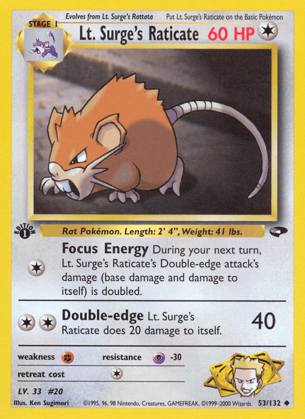 Lt. Surge's Raticate Gym Challenge card