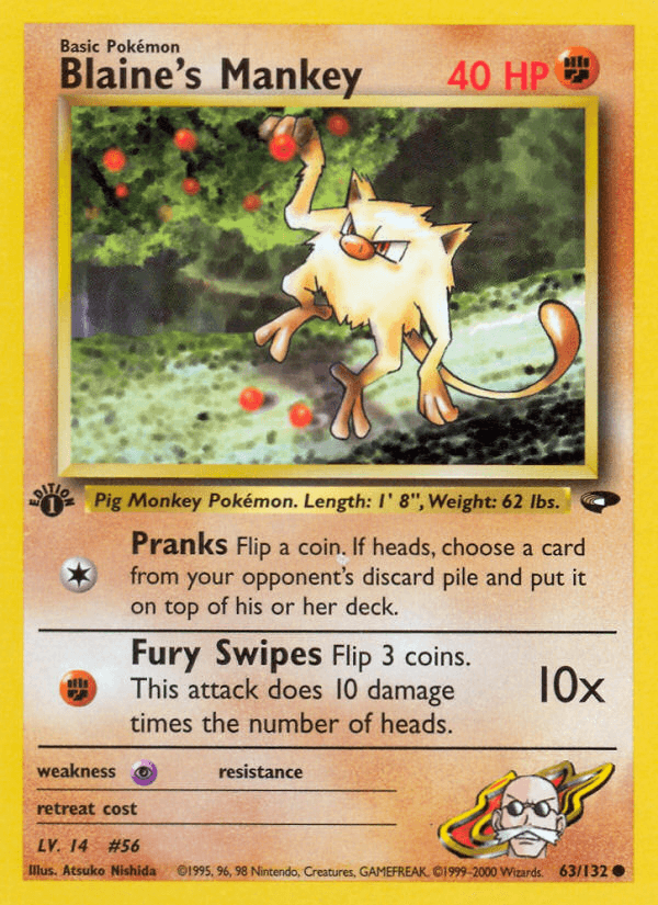 Blaine's Mankey Gym Challenge card