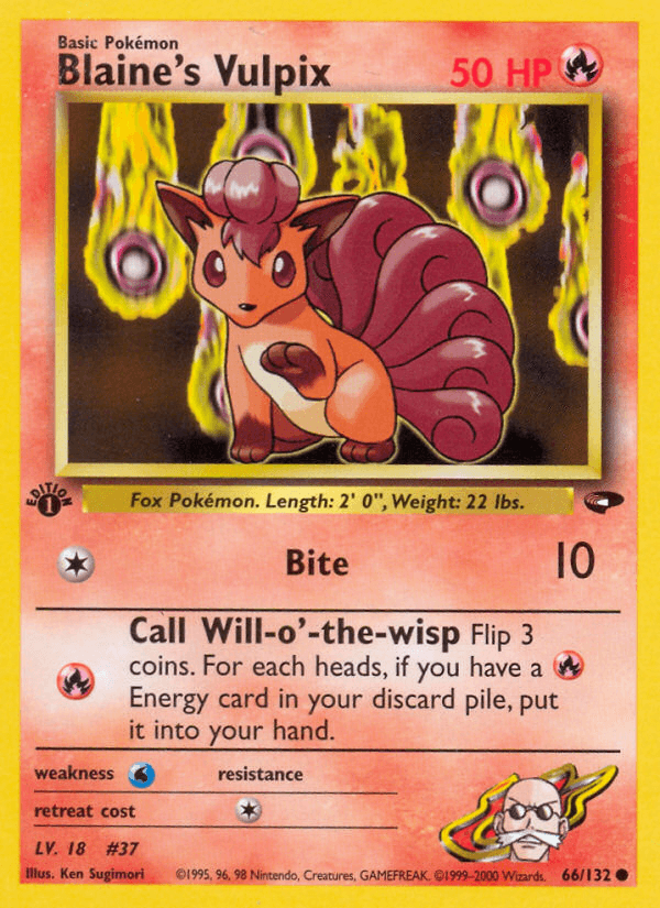 Blaine's Vulpix Gym Challenge card