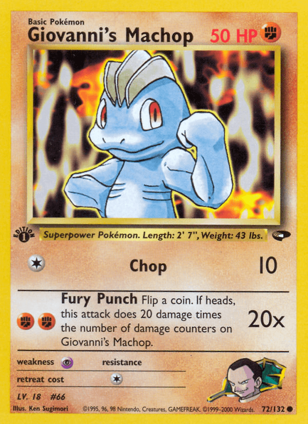 Giovanni's Machop Gym Challenge card