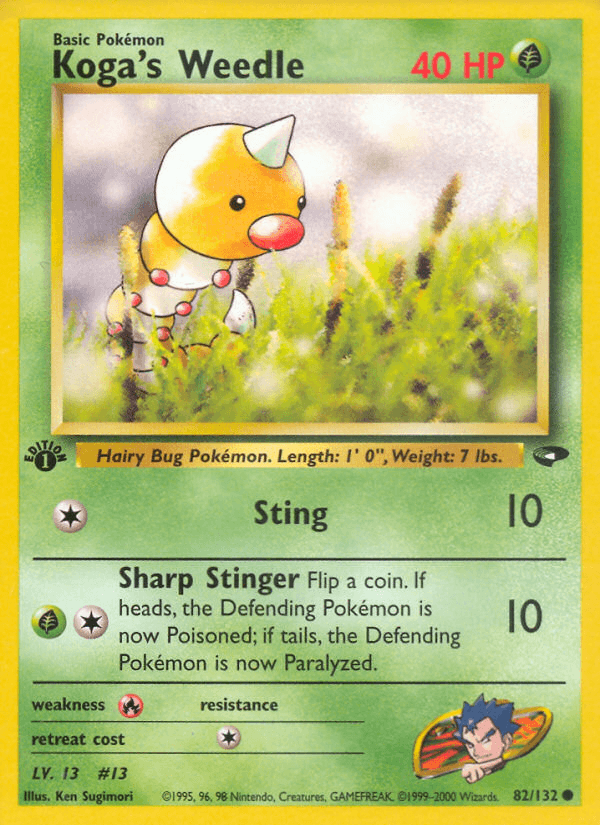 Koga's Weedle Gym Challenge card
