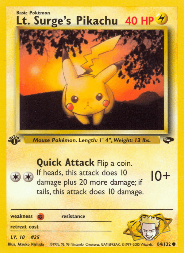 Lt. Surge's Pikachu Gym Challenge card