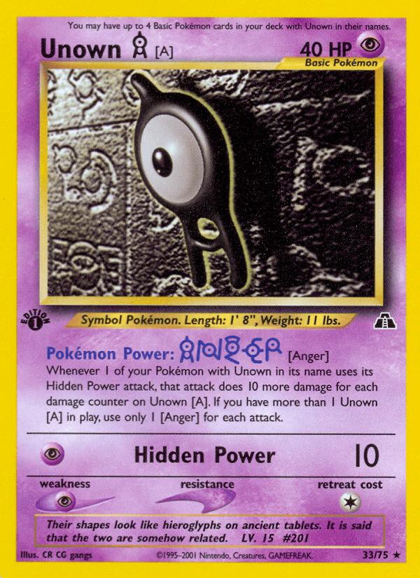 Unown [A] Neo Discovery card