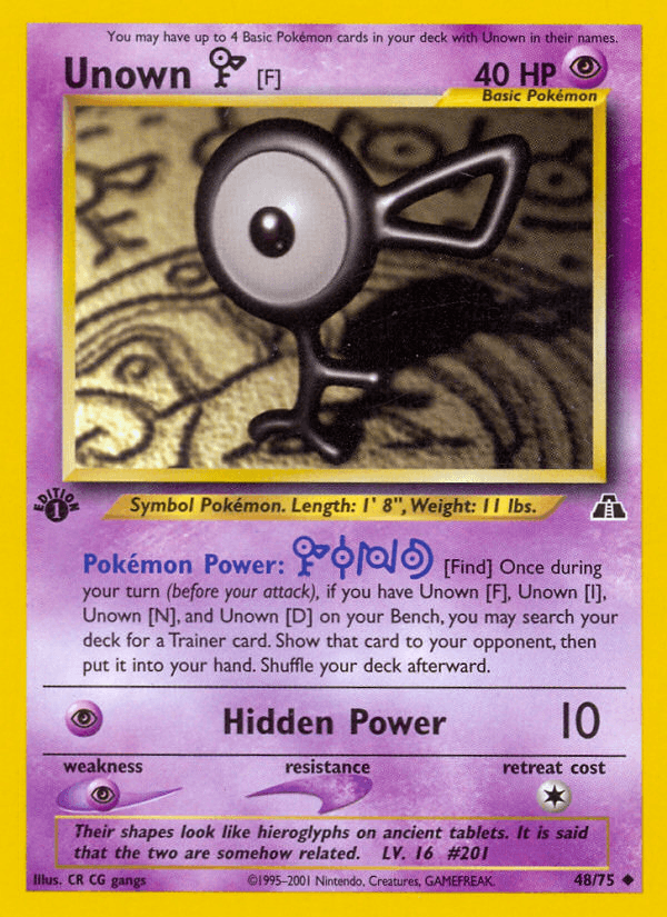 Unown [F] Neo Discovery card