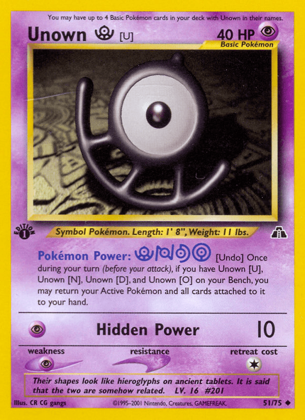 Unown [U] Neo Discovery card