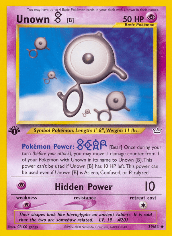 Unown [B] Neo Revelation card