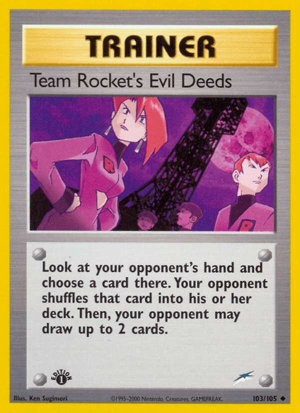 Team Rocket's Evil Deeds Neo Destiny card