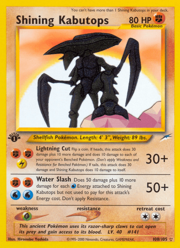 Shining Kabutops Neo Destiny card