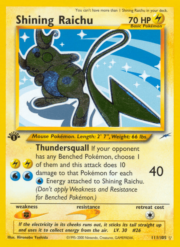 Shining Raichu Neo Destiny card