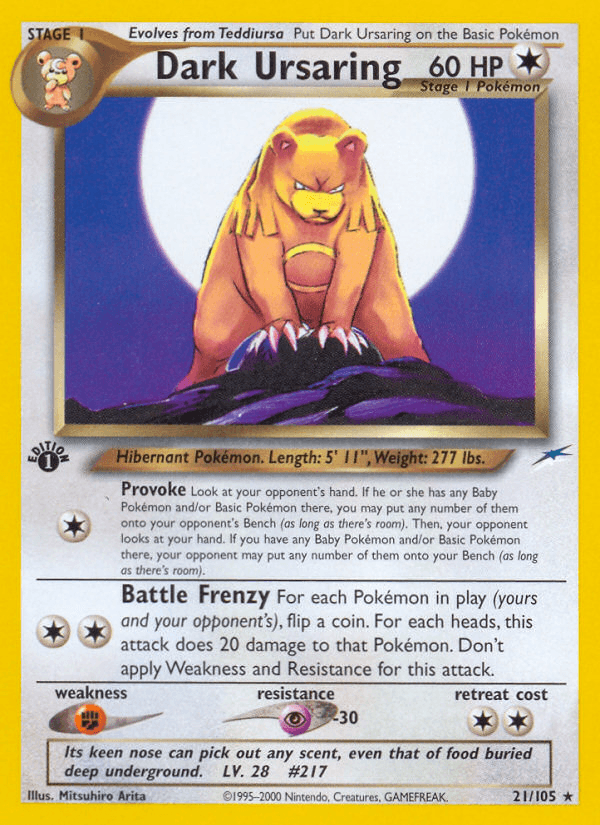 Dark Ursaring Neo Destiny card